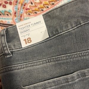 Lane Bryant 18- tighter tummy skinny high rise grey jean with super stretch